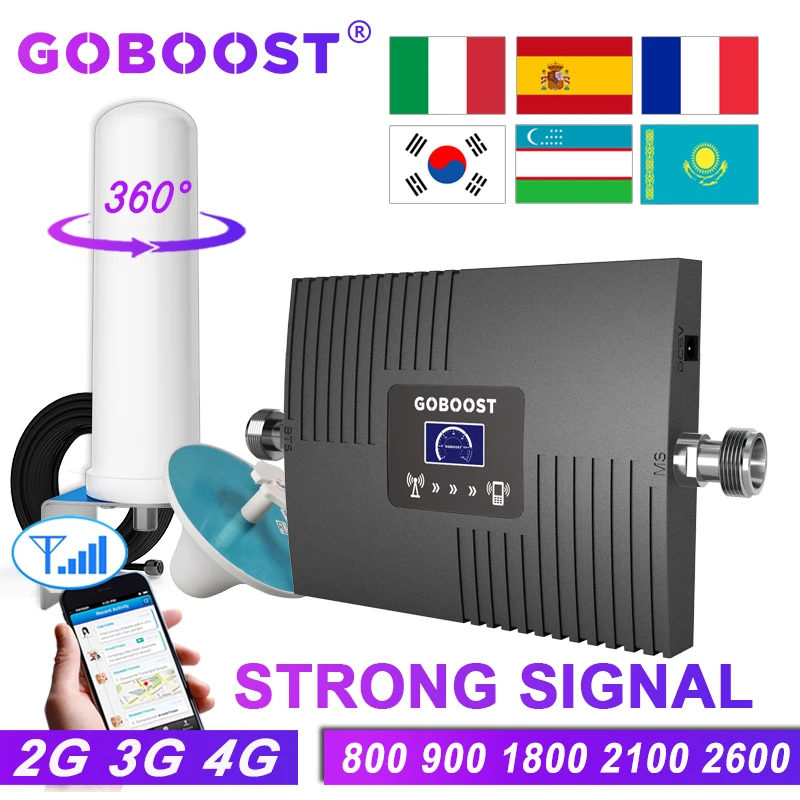 GOBOOST-amplificador señal movil amplificador de señal para teléfono móvil, repetidor GSM, 2g, 3g, 4g, 900, 1800, 2100, 2600, LTE amplificador señal 4g