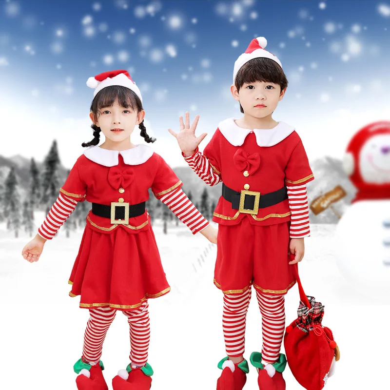 Classic Red Santa Claus Costume for Boys and Girls, a Popular 2024 Christmas Outfit for Children(height 90-160cm)