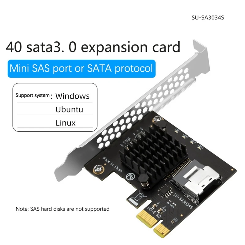 Pcie To Mini SAS 8087 4 Port SATA 3.0 6GB SSD Adapter Card Pci Express X1 SATA Protocol Hard Disk Expansion Card