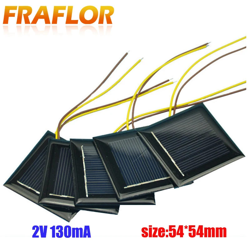 10 Stück/Set 2V 130mA Polykristallines Solarpanel Kleine Mini-Solarzelle Solarzellenpanel Batterieladegerät für DIY-Studien-LED-Licht