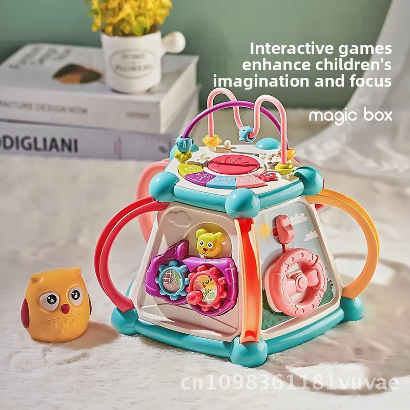 Tambor de mano multifuncional para niños, raqueta para bebé de 6/7 lados, juguete educativo para edades tempranas, poliedro educativo para bebés de 0 a 3 años