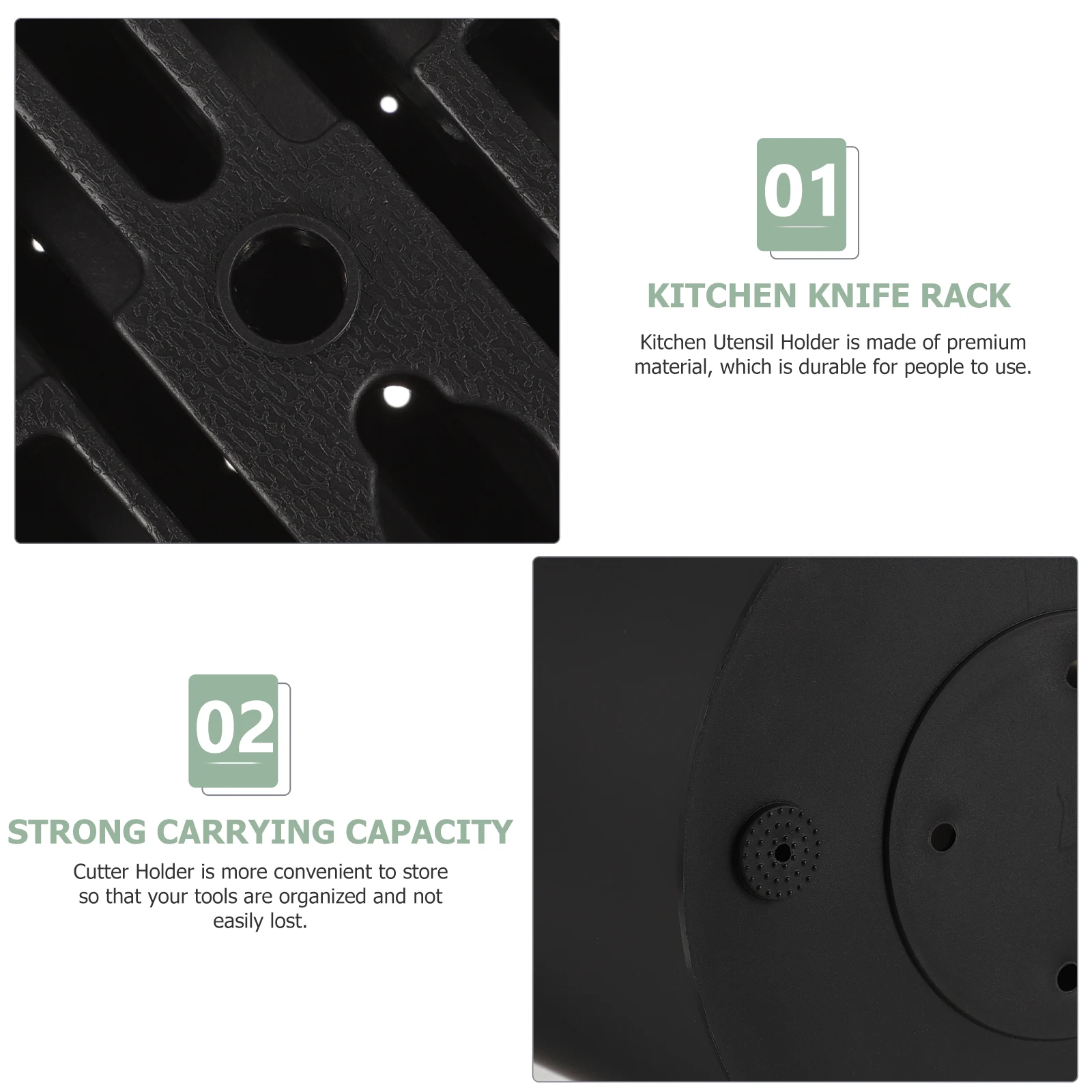 

2pcs Black Cylinder Knife Stand Kitchen Utensil Holder Metal Storage Rack Carbon Steel Holder for Household
