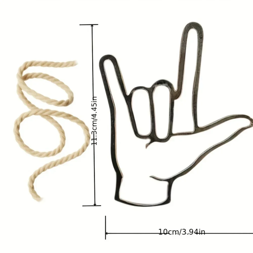Brand I Love You Metal Wall Art Hand Shape Sign Heartfelt Home Room Hanging Ornament Decor