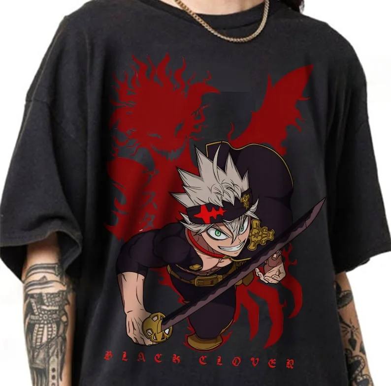 Asta Black Clover T-shirt, Inspired Anime Black Clover T-shirt Black- Anime Gift