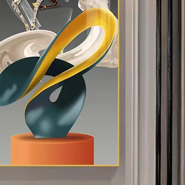 

-100*50cm Modern design large Aluminum alloy frame glass Gallery hanging paintings wall decoration living room Crystal wall deco