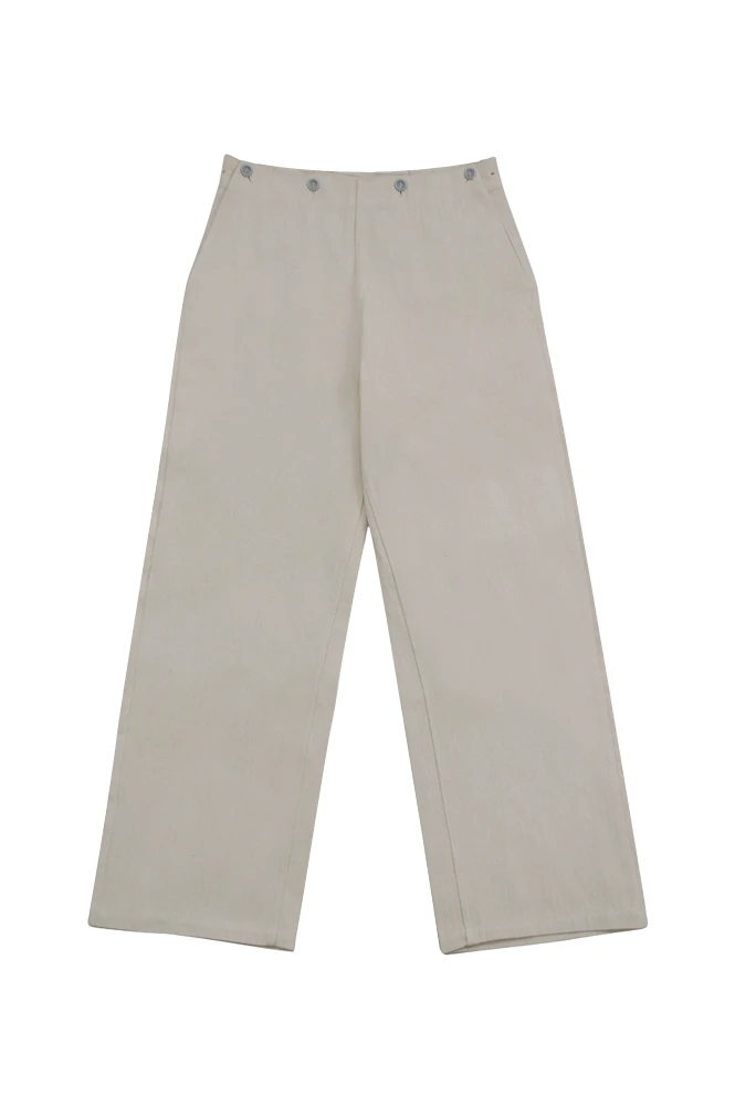 Pantalones de trabajo de Klapphose, pantalón blanco roto, HBT EM, alemán, Kriegsmarine, WWII, GUHH-003