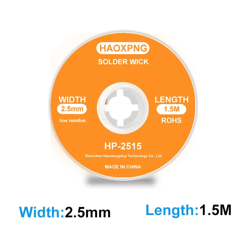 5-Piece Desoldering Wick Set – 1.5mm To 3.5mm Widths, High-Purity Copper Braid For PCB & Electronics Repair