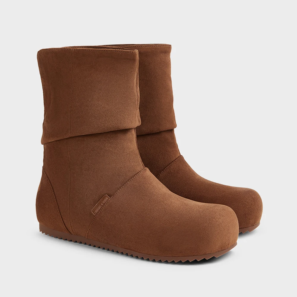 

FWRD Women's Suede Round-Toe Foldable 2-Way Ankle Boots, Comfortable Casual Daily Wear Shoes #FWRD000245