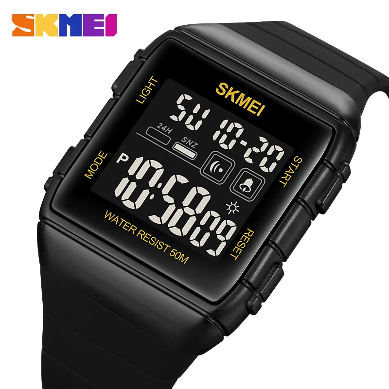 SKMEI Electronic Movement Sport Watch For Men Dual Time EL Light Display Digital Watch 50M Waterproof Clock Relogio masculino