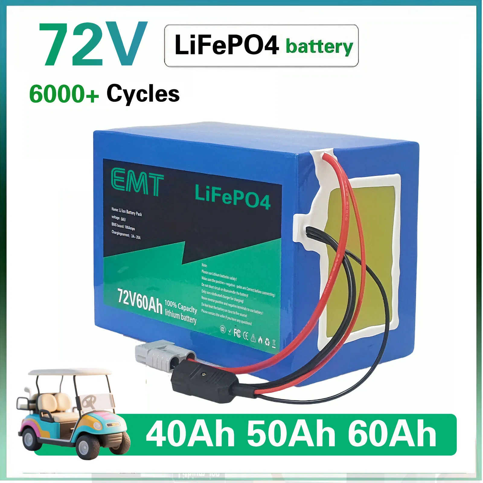 

Lifepo4 Lithium Battery 72V 40Ah 50Ah 60Ah for Electric Motorcycle 3000W 7000W Electric Scooter Balance Car Forklift Crane truck