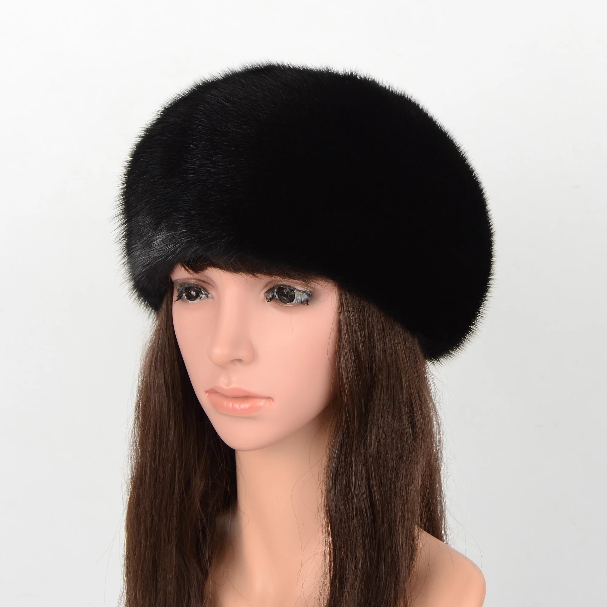 

New whole mink fur Lady hat elegant female Women Natural mink Fur Caps Winter Thick Warm Ears Fashion Bomber Outdoor Earwarmer