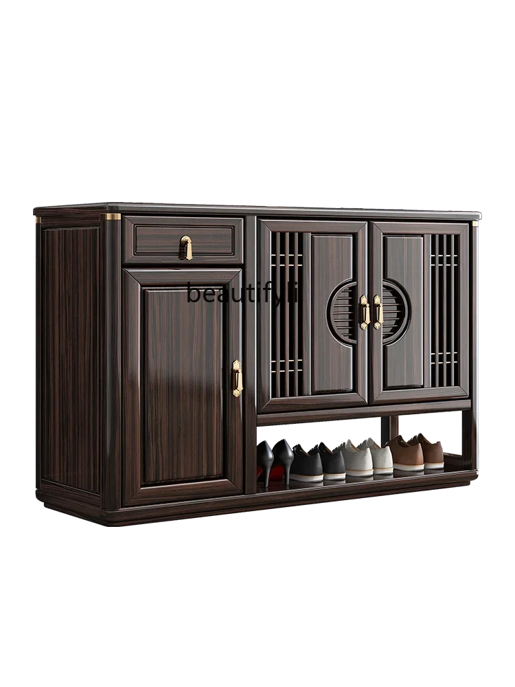 

A07 New Chinese Style Ugyen Wood Solid Wood Shoe Cabinet Home Doorway Living Room Entrance Simple Small Apartment Storage Locke
