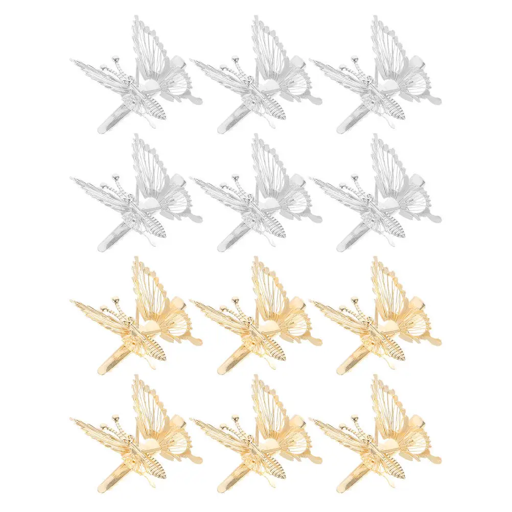 

Набор из 12 заколок для волос с 3D-бабочками, металлические, с полыми вибрирующими крыльями, легкие, надежно фиксирующие, для женщин, на Рождество