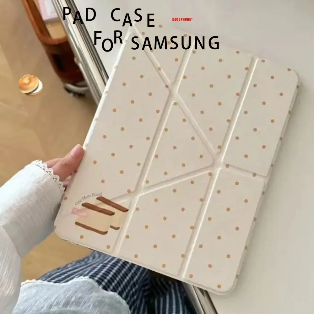 For Samsung Galaxy Tab A8/A9/A11+FE LITE PLUS/Galaxy Tab S6 Lite/S7/S8/S9/S10+ FE "Korean Bread Full Screen Polka Dots" 3+Y-fold
