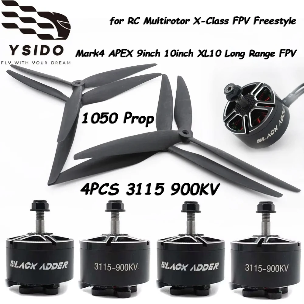 3115 900KV Brushless Motor 3-6S with 1050 Prop for RC Multirotor X-Class FPV Freestyle Mark4 APEX 9inch 10inch XL10 Long Range