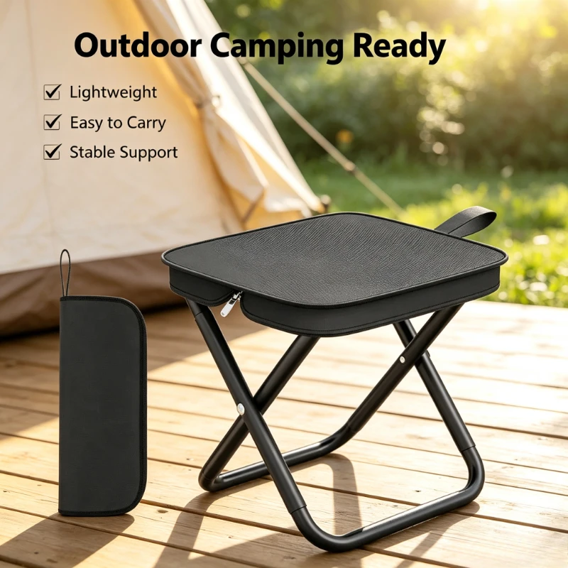 Portable Folding Camping Stool Loadbearing Lightweight Foldable Mini Chair  For Outdoor Fishing Hiking Picnic Queue Travel Rest