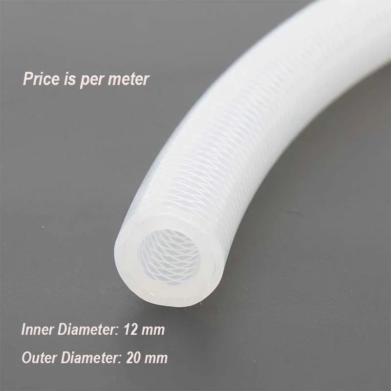 Reinforced Silicone Hose/Tubing 12mm Inner Diameter 4mm Wall Thickness Food Grade Homebrew Beer Priced by the Meter