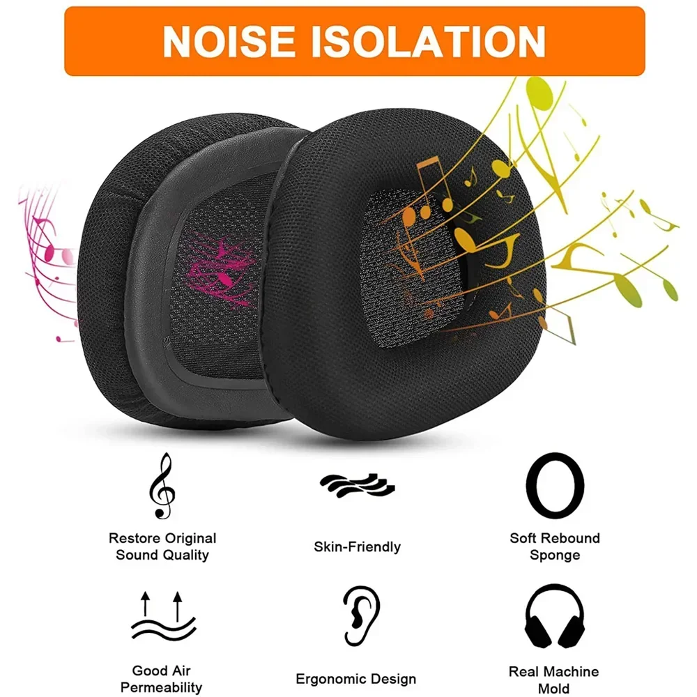 وسائد بديلة لوسائد الأذن لسماعات الألعاب السلكية/اللاسلكية Corsair Void & Corsair Void PRO RGB مع نسيج شبكي أسود