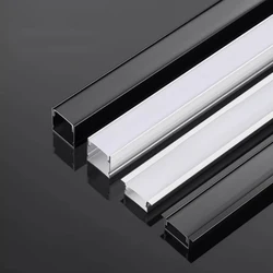 1m 5-10pcs Aluminum Profile Surface Mounted Cabinet Black Embedded Led Strip Diffuser Channel Bar Linear Light