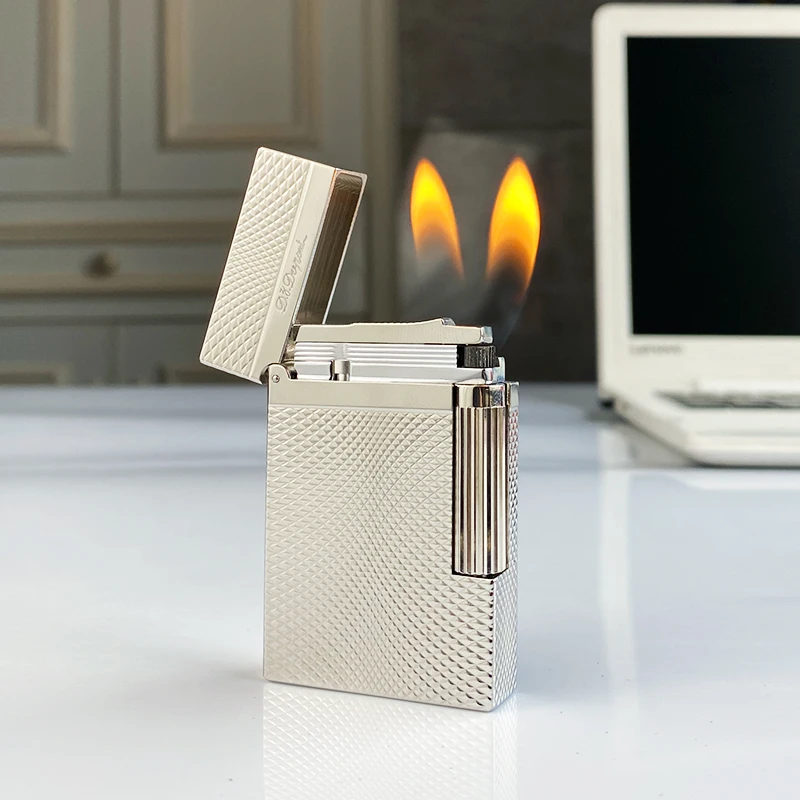 New commemorative edition single and double flame luxury lighter Ping Sound natural paint cigarette smoking butane lighter 16090