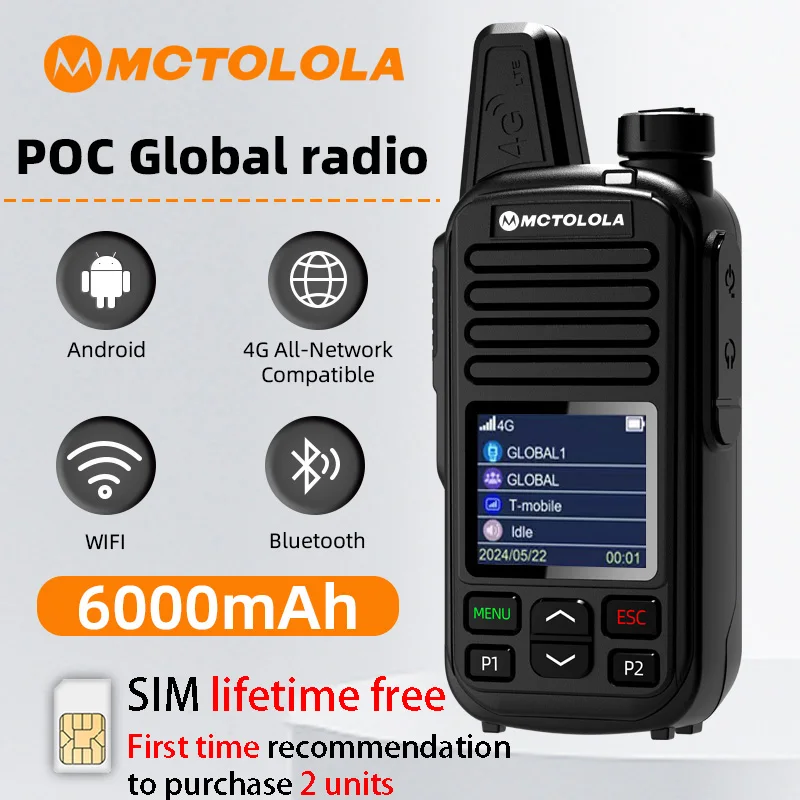 MOTOLOLA SIM Card Lifetime Free 4G Global High-Definition Sound Quality Walkie Talkie with Large Capacity and Long Battery Life