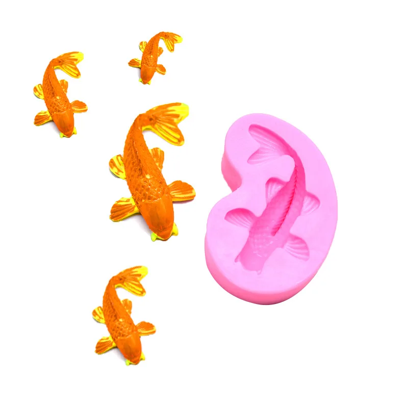 DIY Goldfish Fondant Silicone Mold - 3D Realistic Shaped Carp Fish Sugar Craft Silicone Mold For Boys Girls Birthday Baby Show