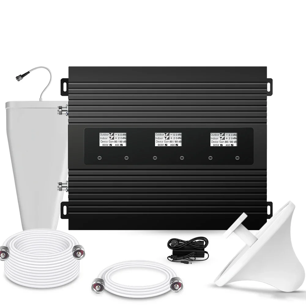 ATNJ Tri Band 900/1800/2100MHz Mobile Signal Booster 2G 3G 4G Networks Repeater For Asia, Africa,Europe