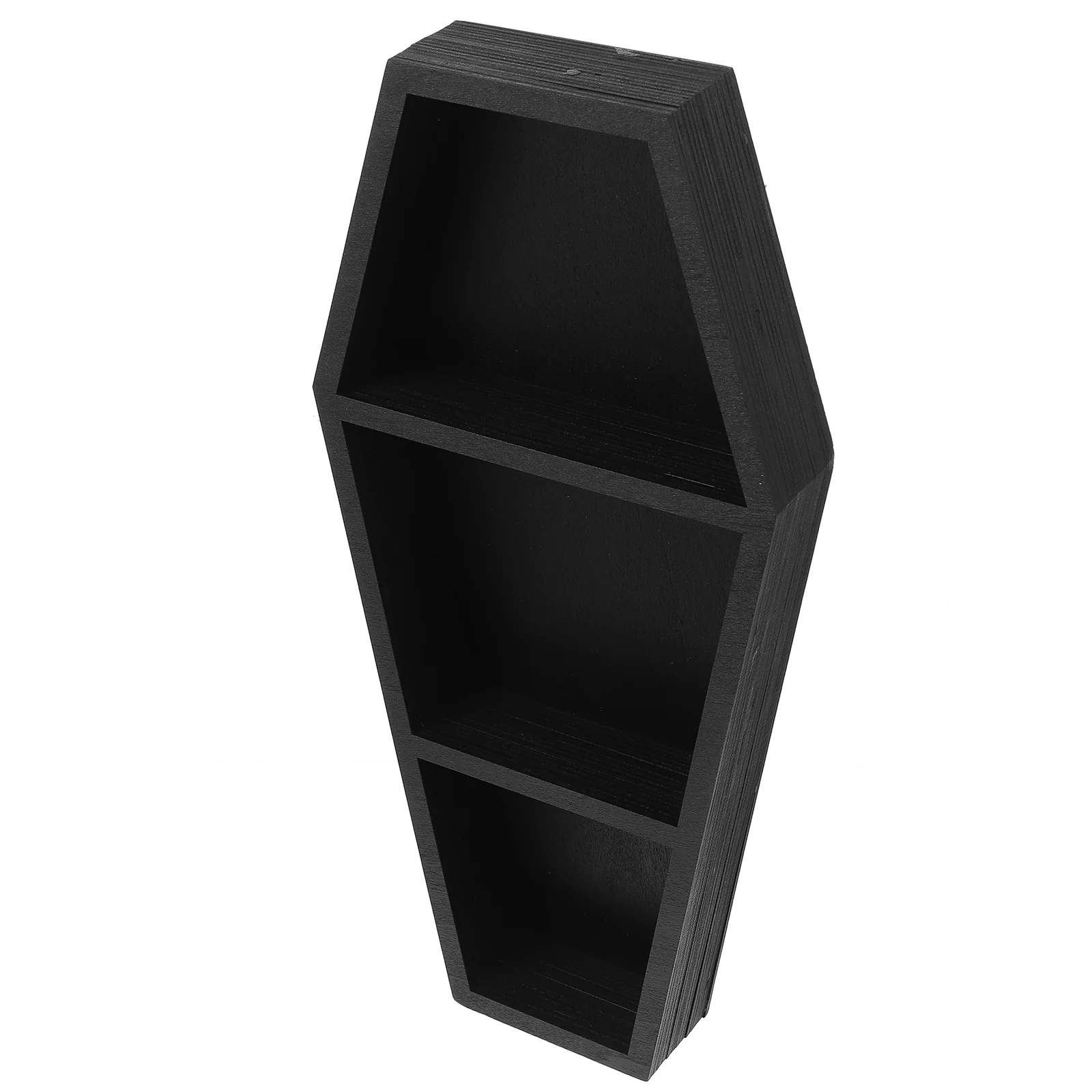 

Cabin Coffin Storage Rack Bedside Table Bookshelf Display Black Wood Ornament Holder Stand