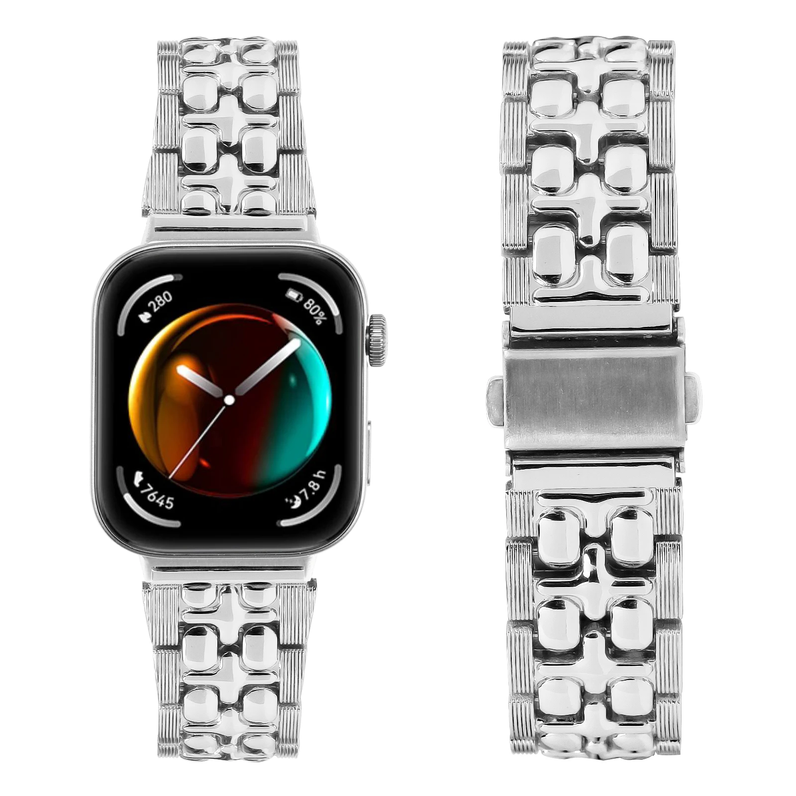 حزام من الفولاذ المقاوم للصدأ لساعة اليد ، سوار معدني على شكل صليب ، إكسسوارات ساعة ذكية ، مناسب لساعة اليد 3