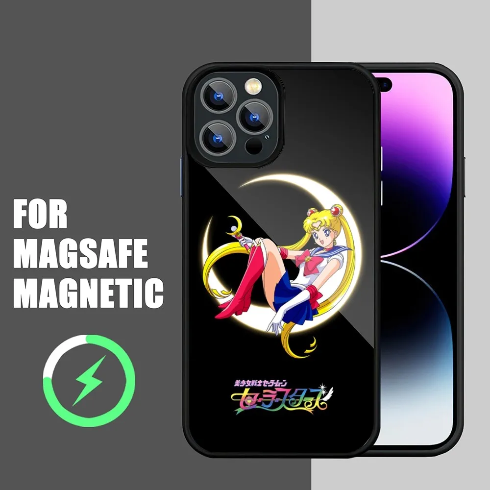 Anime S-Sailor Moons Cute Phone Case For iPhone 15 14 11 12 13 Pro Max Plus Magsafe Wireless Charge Cases Cover