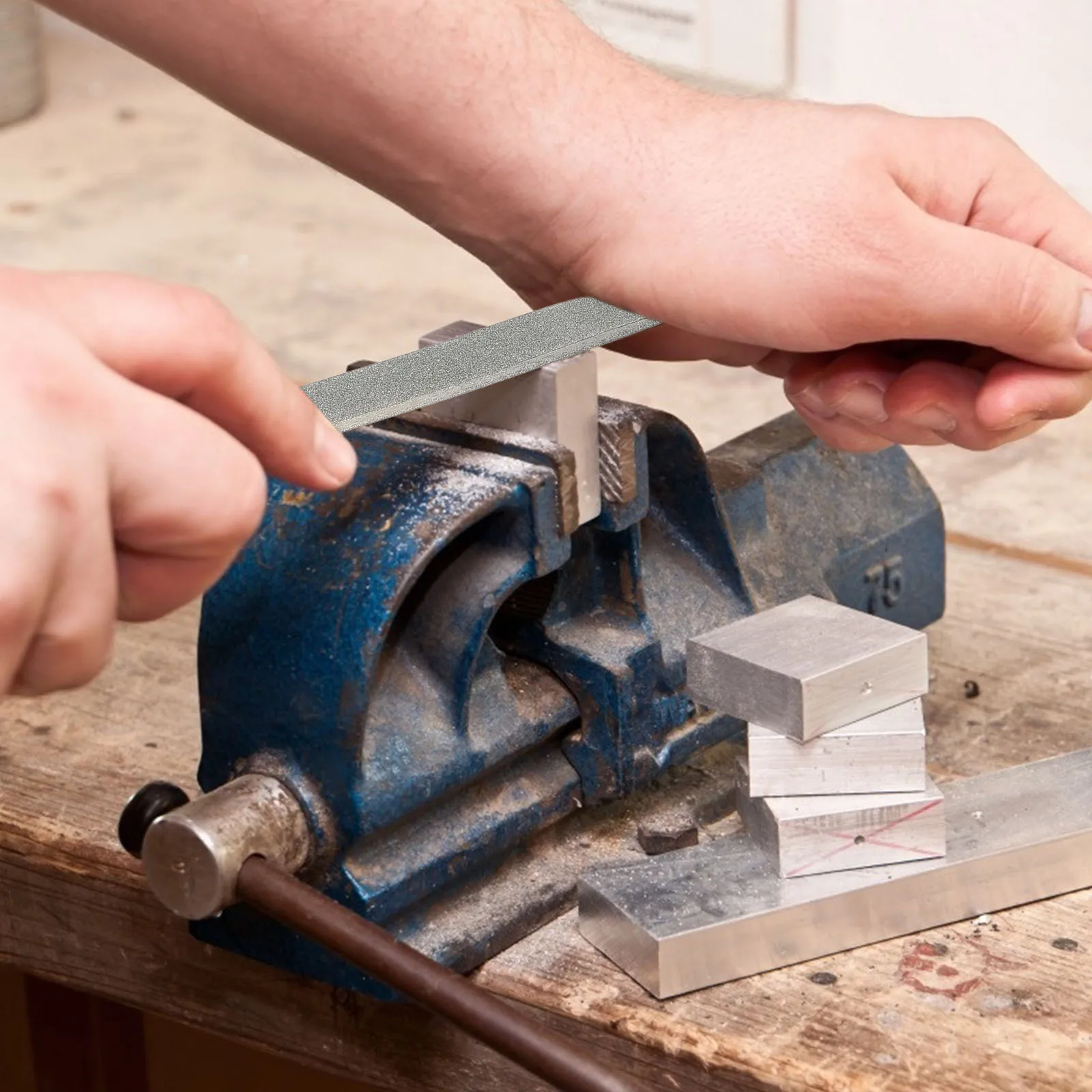 Flat Plate File Polishing Tool for Metal Woodworking Anti Skid Handle Material Grinding Emery Useful Design Long Time