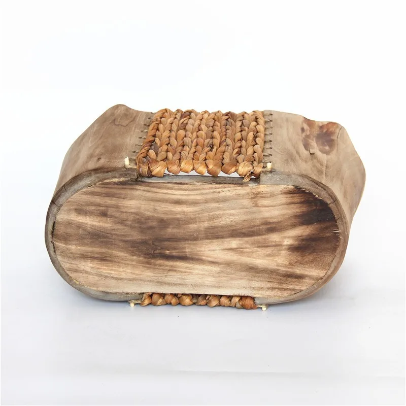 Handmade cattail and paulownia mixed and matched woven storage utensils, tabletop decorative ornaments