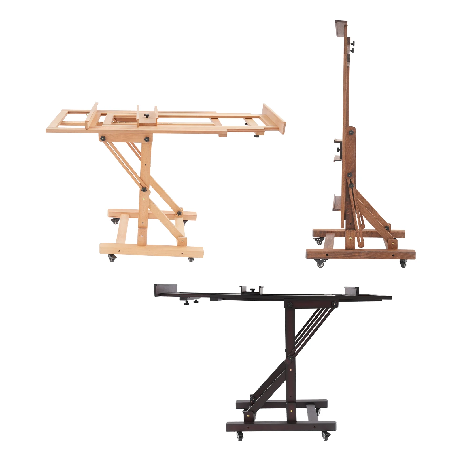 Professionelle Künstler-Staffelei, horizontal, vertikal, doppelter Verwendungszweck, 60 x 65 x 140–300 cm, Massivholz, verstellbarer Höhenwinkel für Kunstklasse – Detail 13