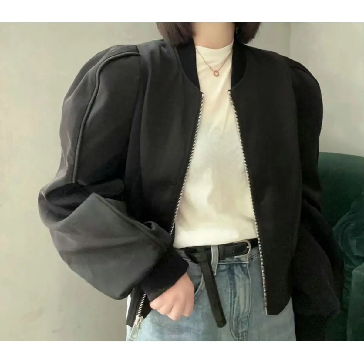 Casual Women\'s Bomber Jackets 2024 Fashion Loose Spring Cropped Coats Long Sleeve Zipper Classic Baseball Jacket Outfits U523