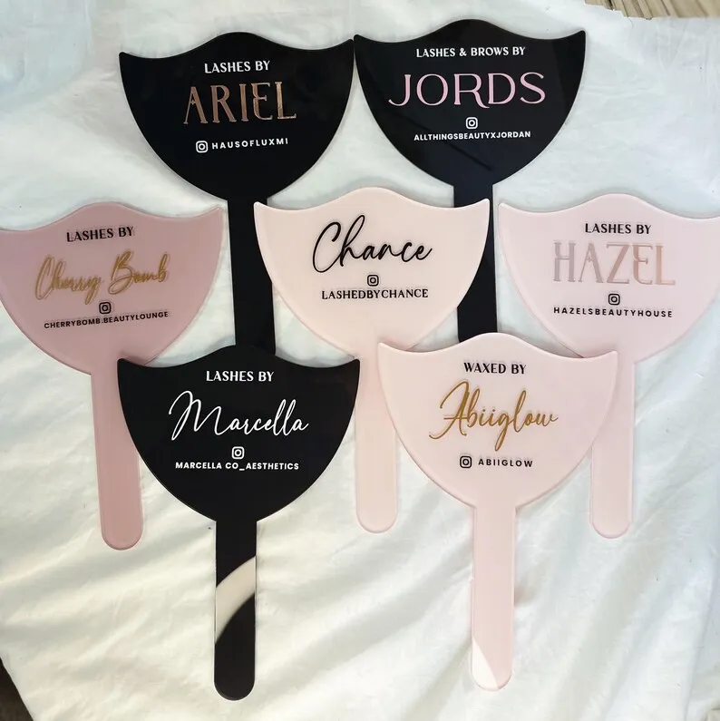Custom Lip‑Shaped Acrylic Lash Tech Photo Prop Personalized Handheld Selfie Sign With Social Media Handle Eyelash Brow Artist