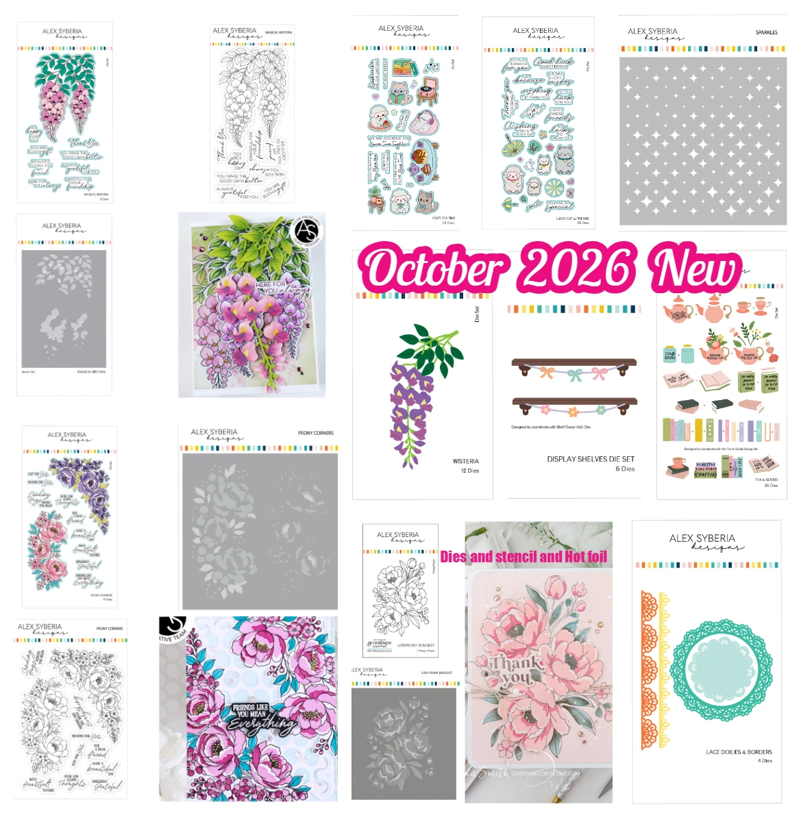 Alex Syberia Shelf Decor Lucky Cat & Matryoshka Magical Wisteria Stencil Dies Card Making Scrapbook DIY Paper October 2026 New
