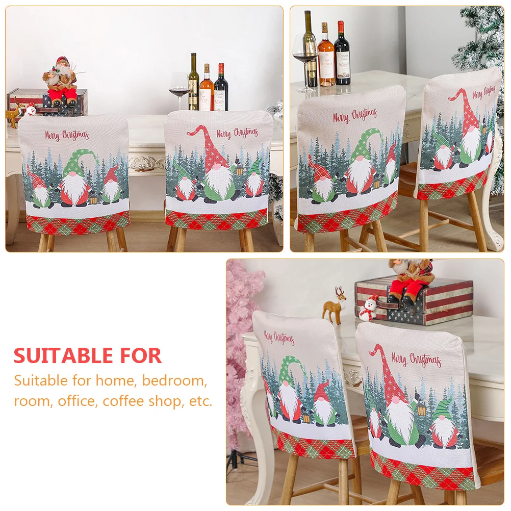 

Christmas Chair Cartoon Green Printed Linen Thick Sofa nament Santa Claus Chair Cover Santa Decorations