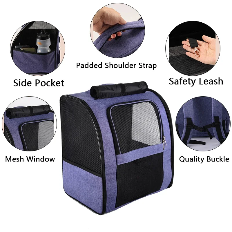 Breathable Pet Cat Backpacks Outdoor Cat Carrier Shoulder Bag for Small Dogs Cats Portable Travel Folding Backpack Pet Supplies