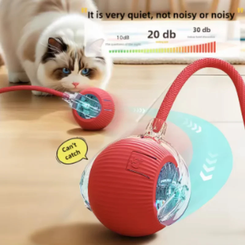 Juguete Automático Inteligente para Gatos, Pelota Interactiva Eléctrica Rodante, Recargable por USB, Pelota Móvil que Rebota, Regalo de Cumpleaños para Gatitos