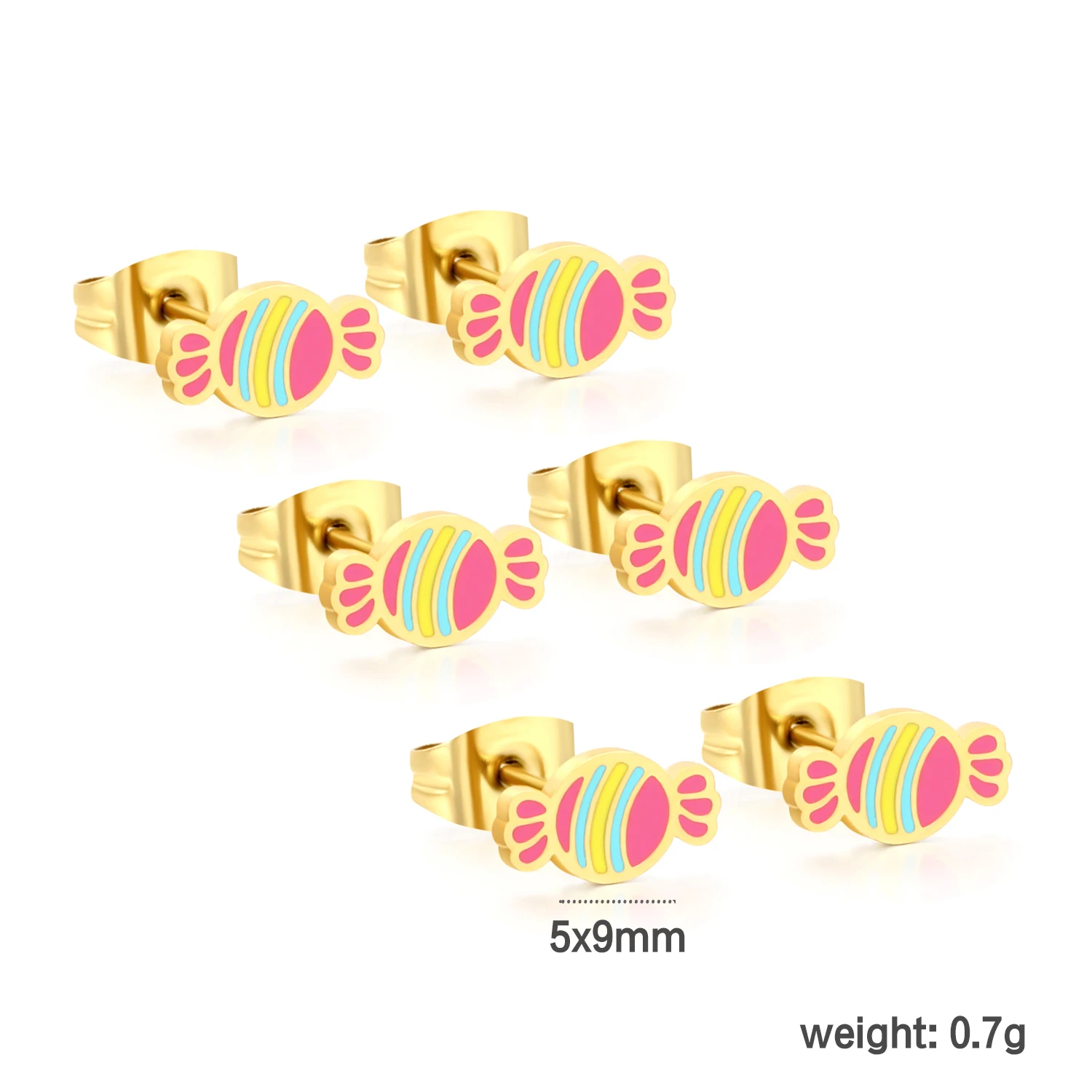 ASONSTEEL 3Pairs/Lot Sweet Colorful Candy Shape Jewelry Set Stud Earrings Stainless Steel For Women Celebrate Halloween Jewelry