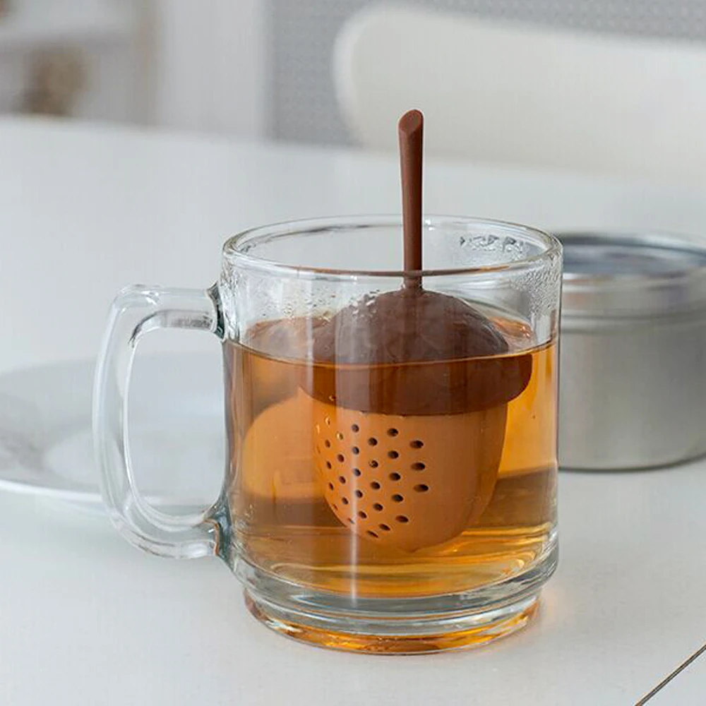 Tea Bag Strainer Kitchen Accessories Herbal Filter Spice Diffuser Silicone Gadgets Acorn Shape Tea Infuser