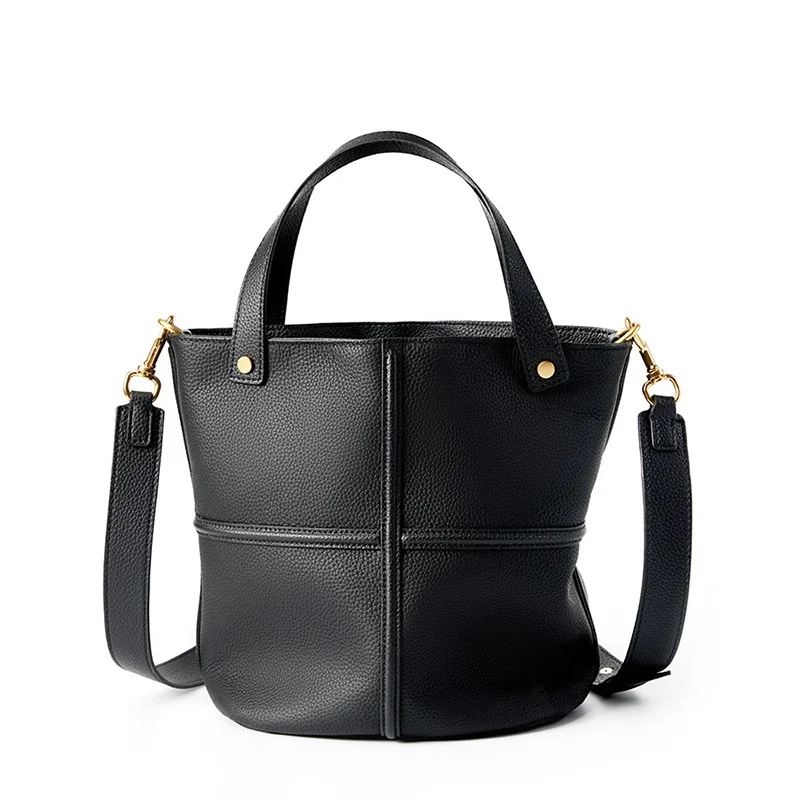 

Niche texture and versatile new first-layer cowhide commuting large capacity bucket bag elegant one-shoulder diagonal straddle b