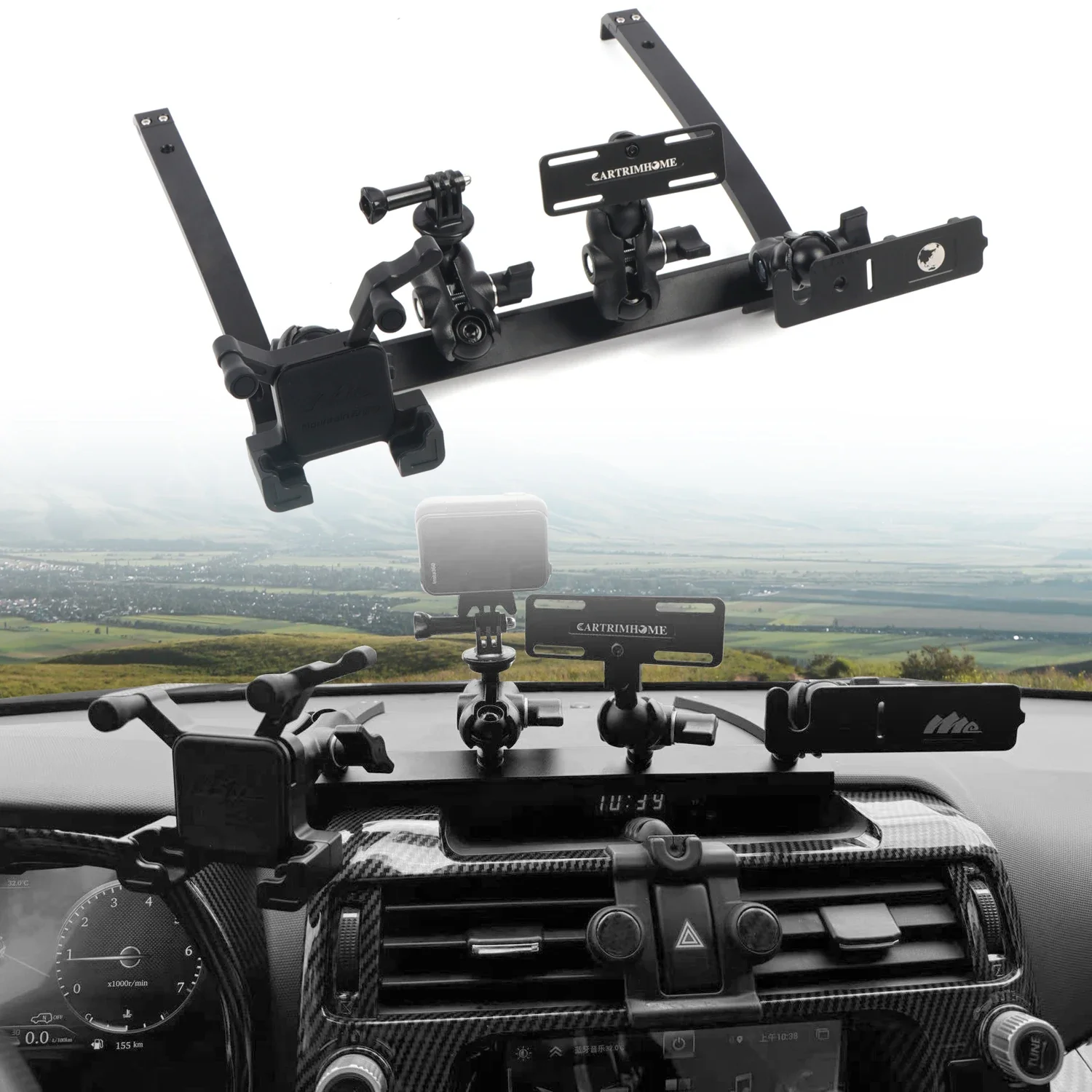 

For Toyota 4Runner 2010-2024 Aluminium Console Mobile Phone Holder GPS Navigation Walkie-Talkie Radio Bracket Car Accessories