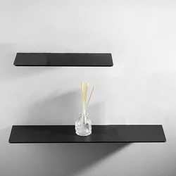 Estante de almacenamiento de aluminio para baño, estantería moderna de montaje en pared, sin agujeros, color blanco y negro, 30cm