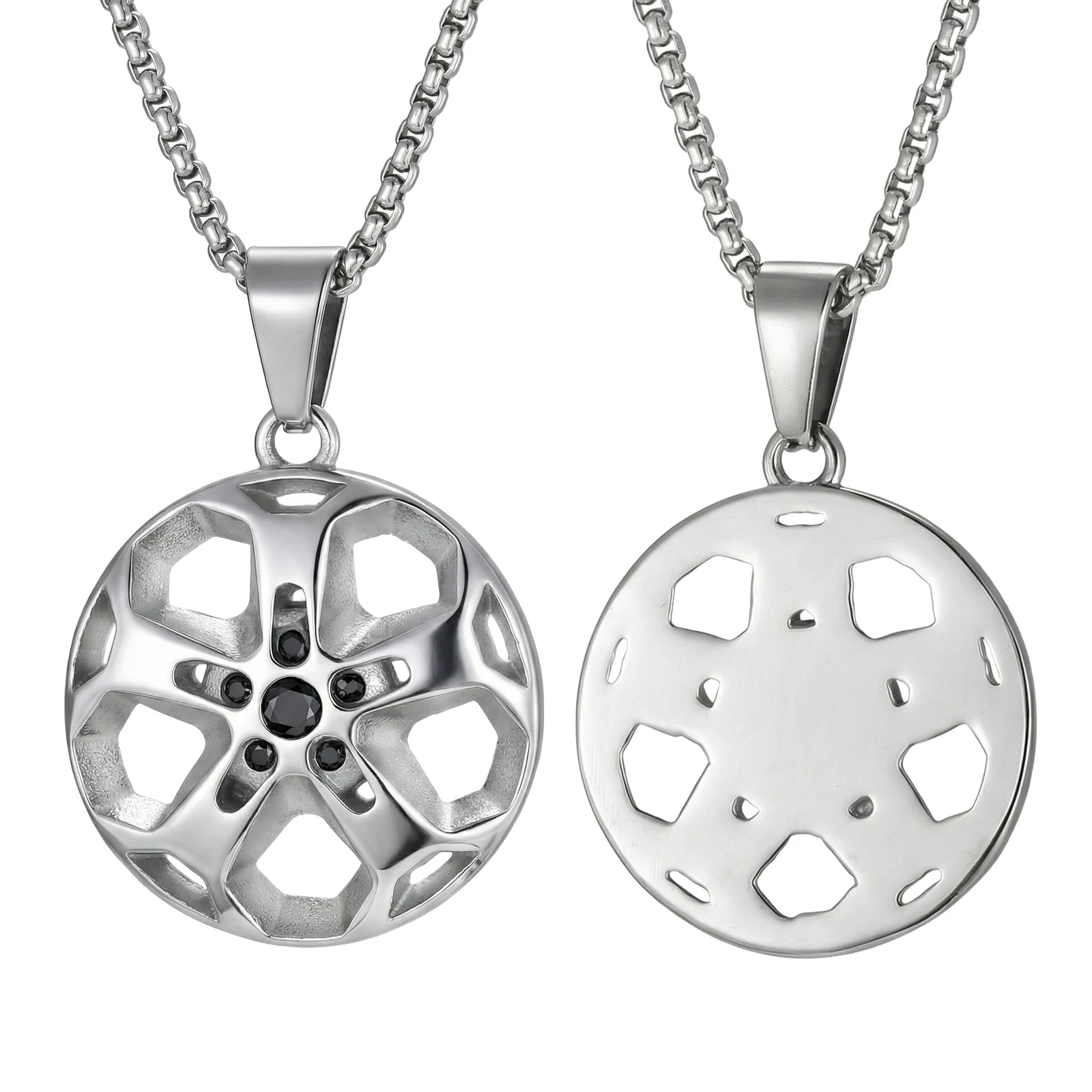 

Vnox Men's Stainless Steel Wheel Hub Pendant Necklace, Stylish Steering Wheel Charm, Trendy Jewelry Birthday Gift for Men Dad