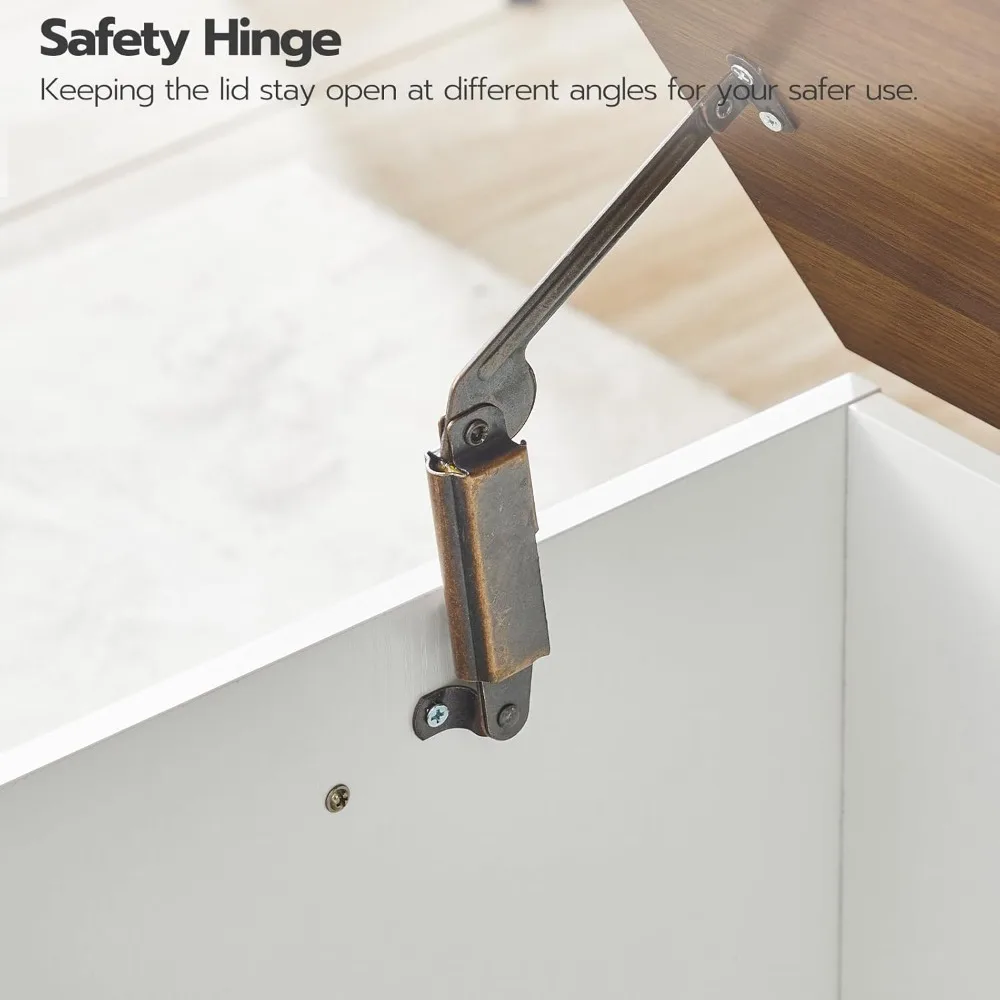 مقعد تخزين خشبي على الطراز القديم، 39.3 بوصة، صندوق متعدد الوظائف للألعاب وتنظيم المدخل #6