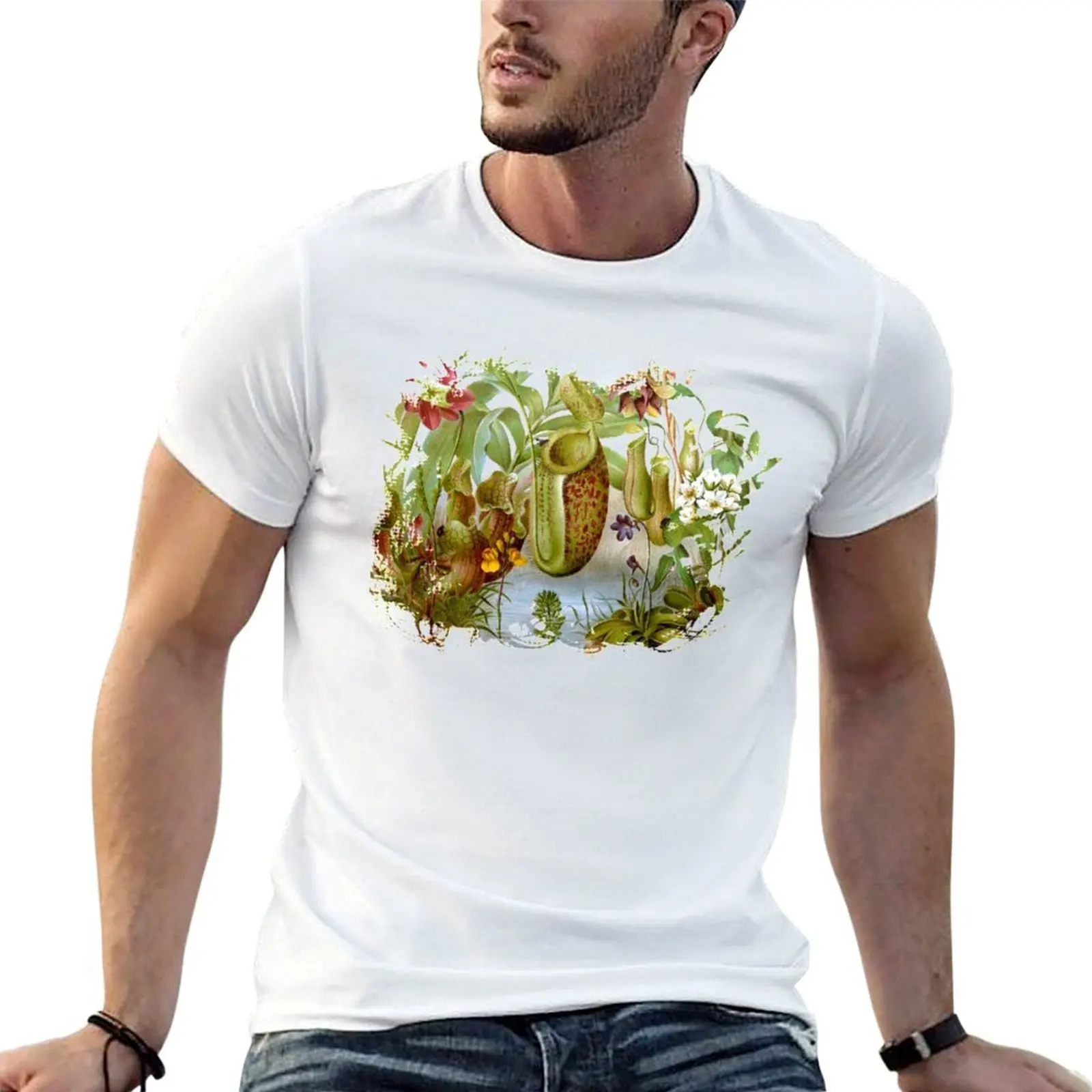 

Vintage Carnivorous Plant Illustration T-Shirt anime tshirt cotton t shirt pack T-Shirt