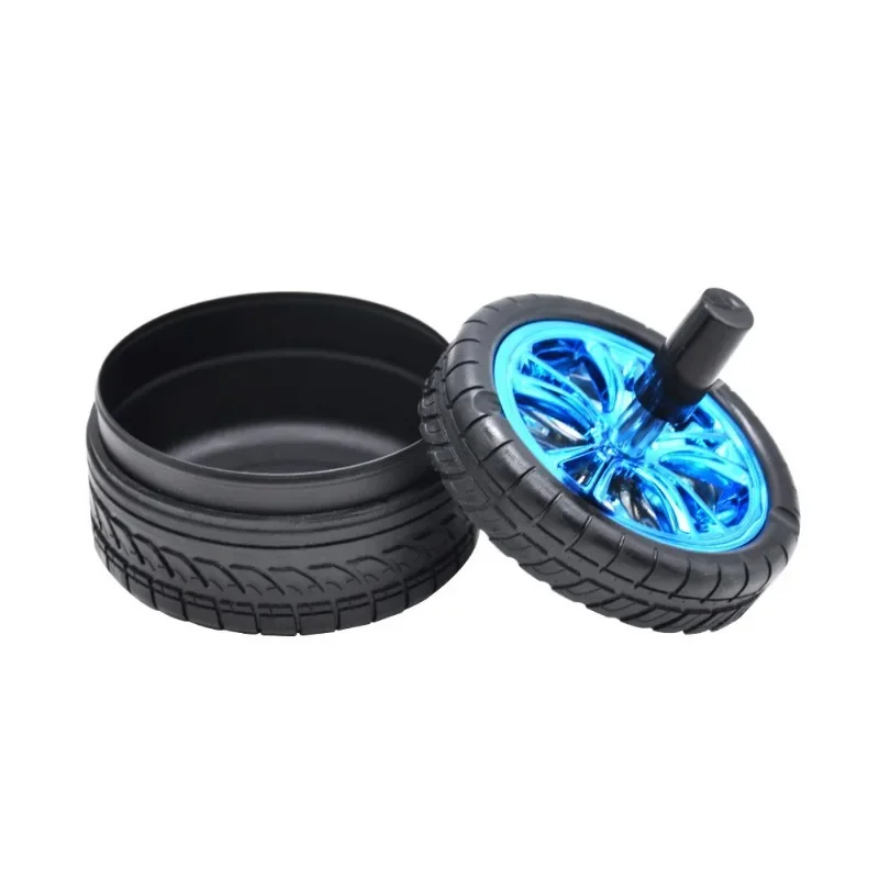 

Creative Ashtray for Home Tire Design Ash Tray for Decoration Smoking Accessories Windproof Push Down Rotation Ashtray with Lid