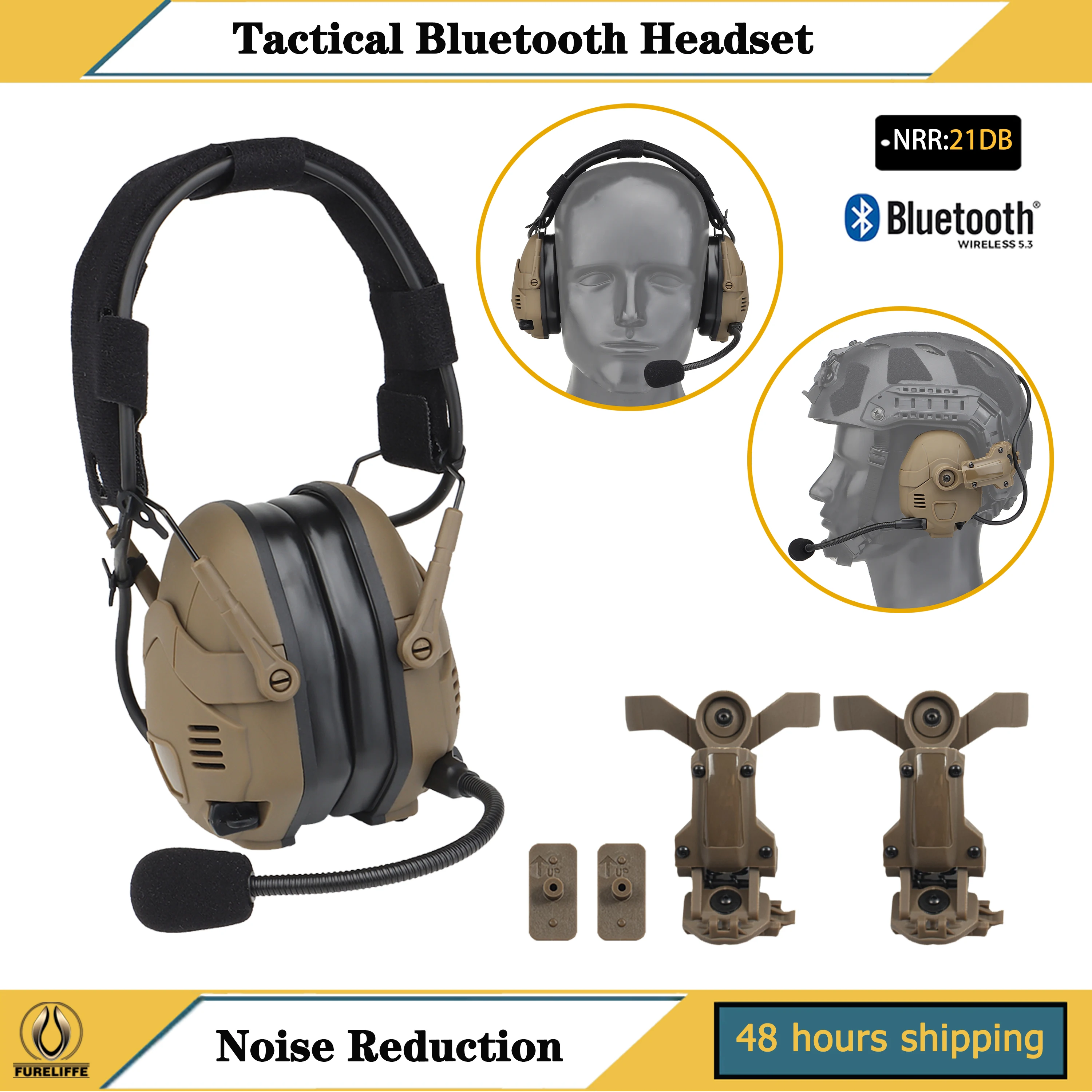 Helmet Wearable Quick Release Dual Purpose Sound Pickup & Noise Reduction Tactical Bluetooth Headset/hunting Shooting Earmuffs