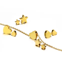 5Pcs 6mm 8mm 10mm Stainless Steel Heart Beads Star Spacer Beads DIY Jewelry Making Bracelet Making Necklace Findings Wholesale